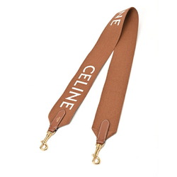 CELINE Jacquard Long Strap 49S012AEP.04LV Wool/Leather Tan/White E-156055