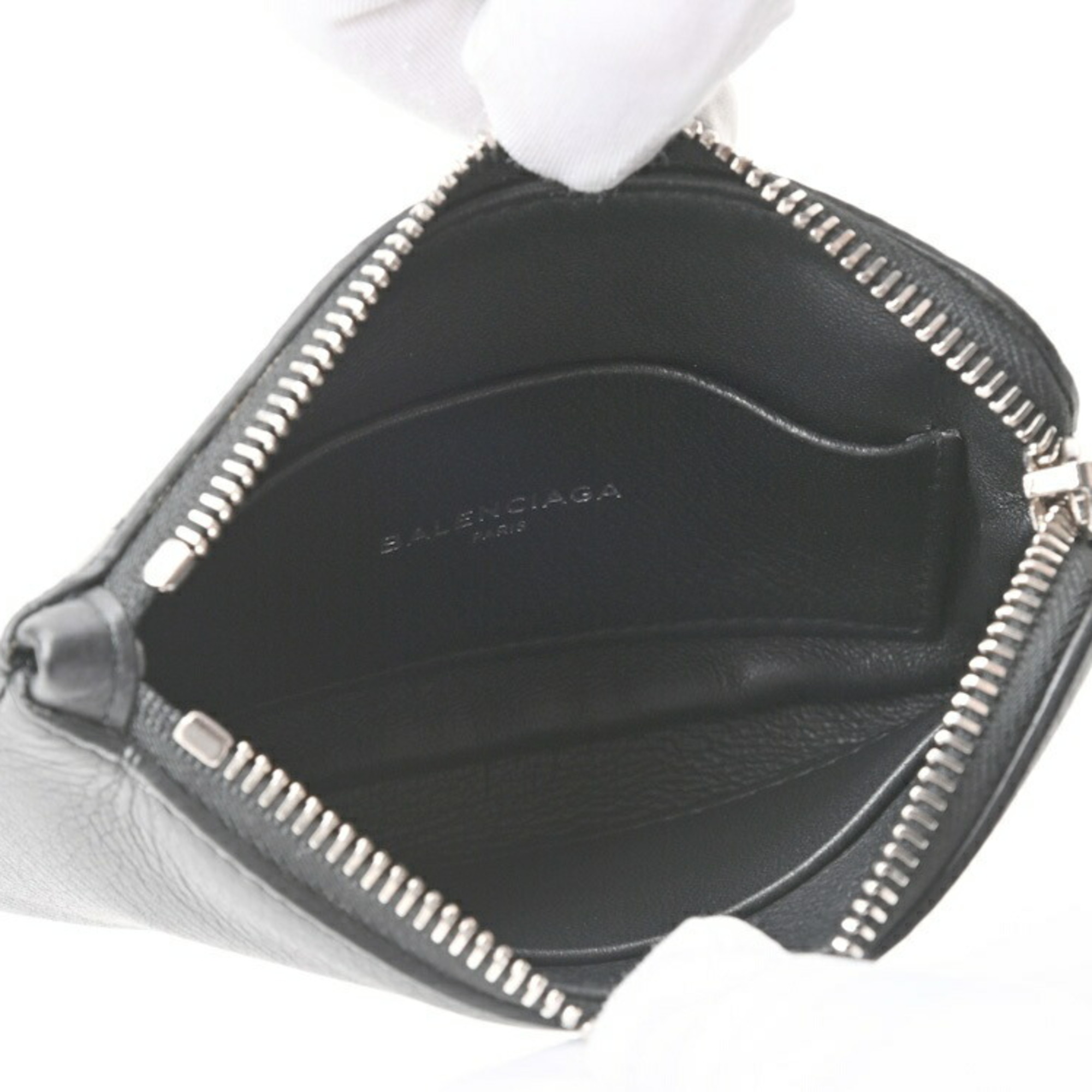 BALENCIAGA Everyday Pouch Coin Card Case 492464 Leather Black E-155977