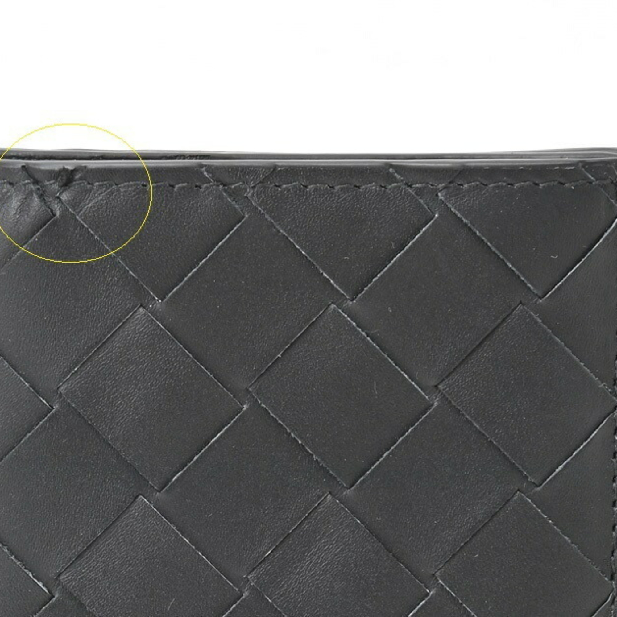 BOTTEGA VENETA Intrecciato Bi-fold Wallet 775546 Calf Leather Black E-156012