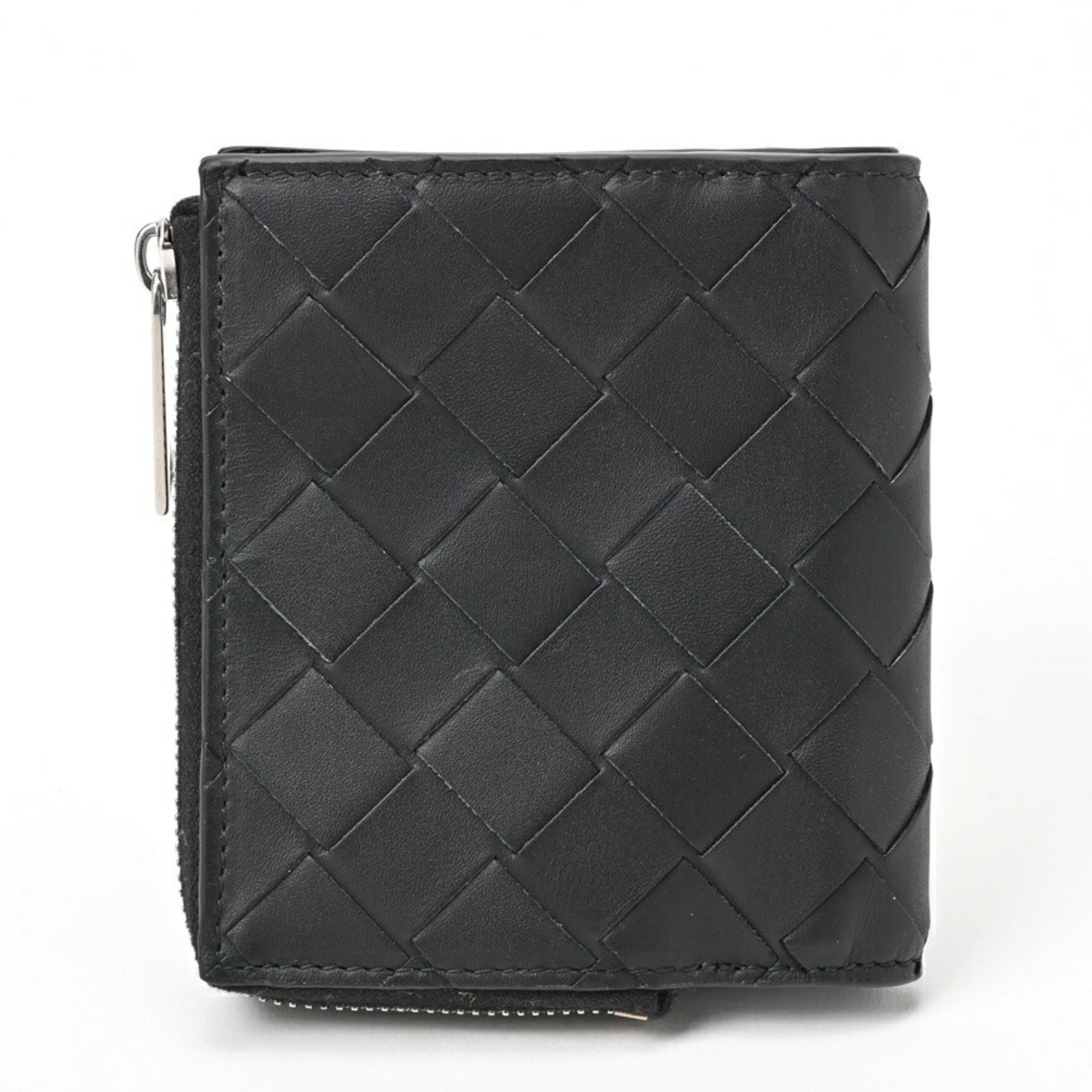 BOTTEGA VENETA Intrecciato Bi-fold Wallet 775546 Calf Leather Black E-156012