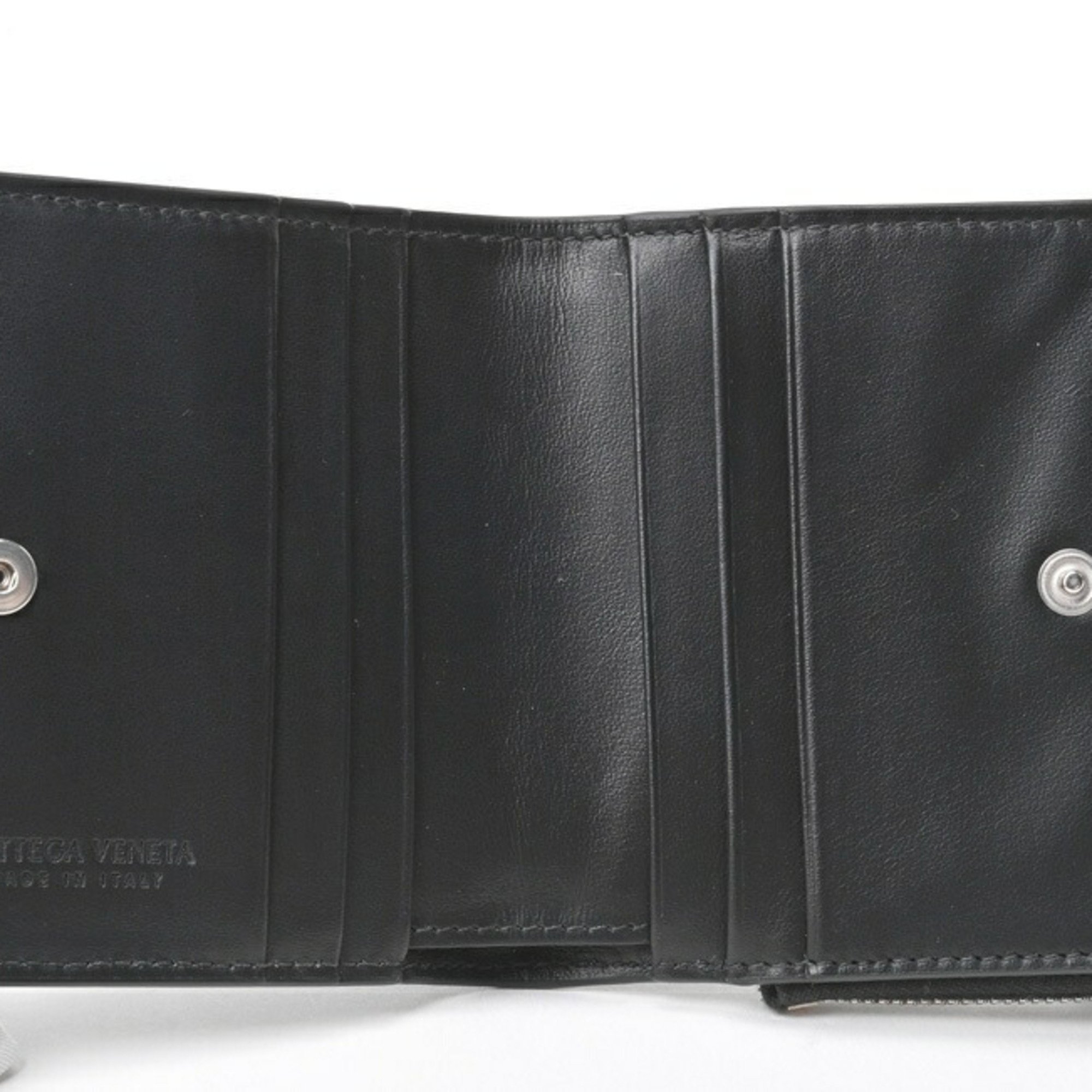 BOTTEGA VENETA Intrecciato Bi-fold Wallet 775546 Calf Leather Black E-156012