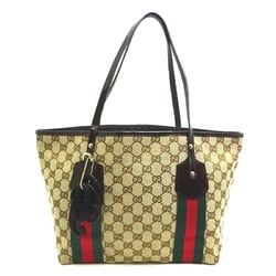 Gucci GG Sherry Line Tote Women's Shoulder Bag 211971 Canvas Beige/Brown