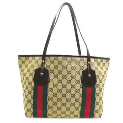 Gucci GG Sherry Line Tote Women's Shoulder Bag 211971 Canvas Beige/Brown