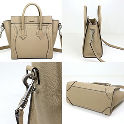 CELINE Luggage Nano Handbag Shoulder Bag Beige Leather F-03685