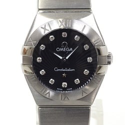 OMEGA Ladies' Watch Constellation Brushed 12P Diamond Black Dial Quartz Finished