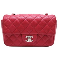 Chanel Seal Matelasse Chain Shoulder 20 Women's Bag A69900 Caviar Skin Red