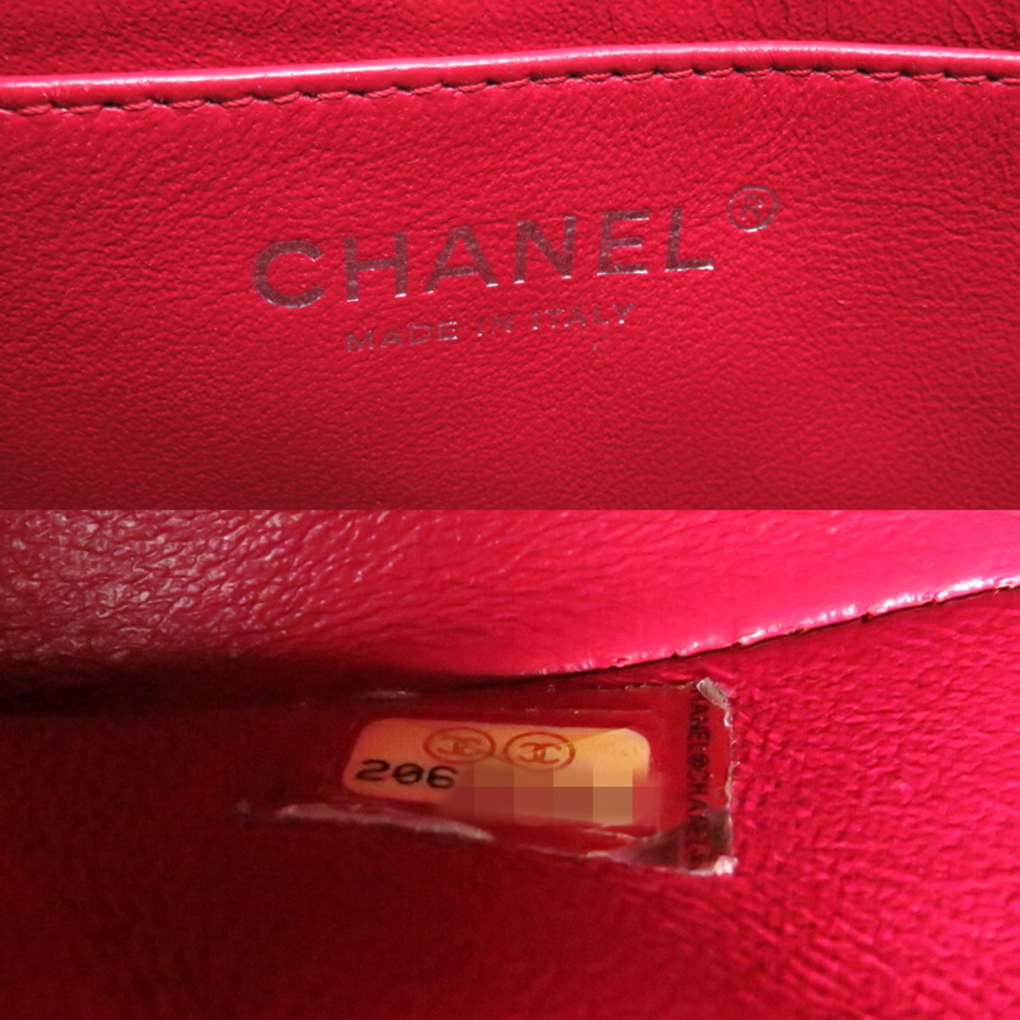 Chanel Seal Matelasse Chain Shoulder 20 Women's Bag A69900 Caviar Skin Red