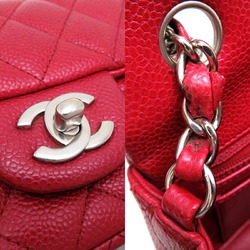 Chanel Seal Matelasse Chain Shoulder 20 Women's Bag A69900 Caviar Skin Red