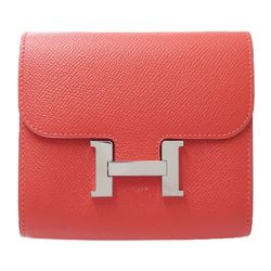 HERMES Hermes Bi-fold Wallet Constance Compact T Stamped Epsom Rouge 180596