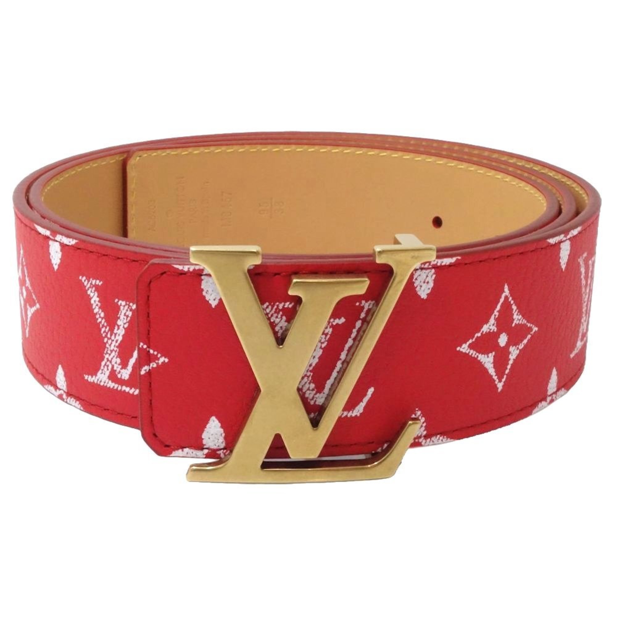 LOUIS VUITTON Louis Vuitton Belt M8457 LV Initial Reversible 95 38 Monogram Rouge Beige 180630 eLADY Globazone