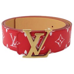 LOUIS VUITTON Louis Vuitton Belt M8457 LV Initial Reversible 95 38 Monogram Rouge Beige 180630