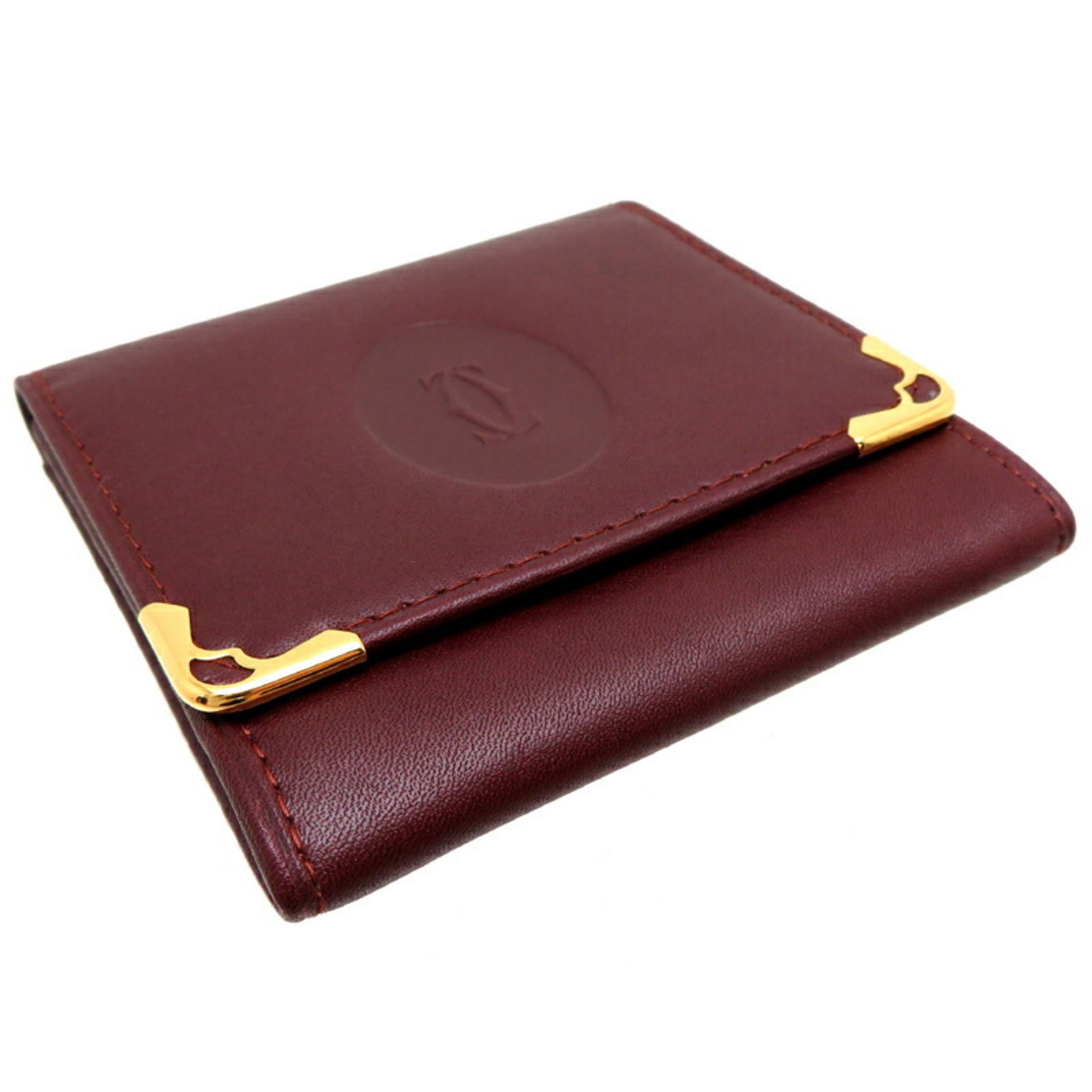 Cartier Must Line Women's and Men's Coin Case Leather Bordeaux