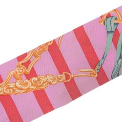 Hermes Twilly BRIDES de GALA Ceremonial Bridle Scarf Muffler Silk Pink Ribbon