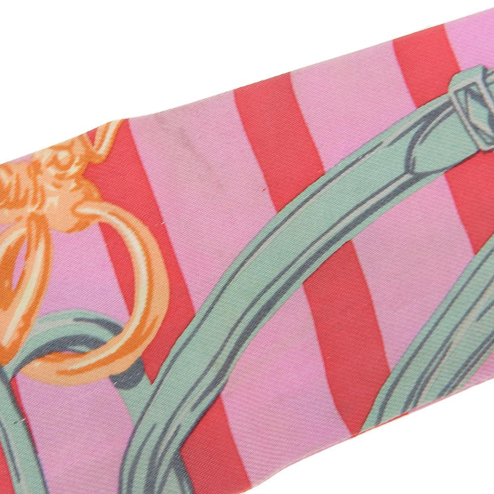 Hermes Twilly BRIDES de GALA Ceremonial Bridle Scarf Muffler Silk Pink Ribbon