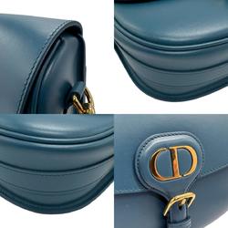 Christian Dior Shoulder Bag BOBBY Medium Leather Dark Blue Gold Women's n0093