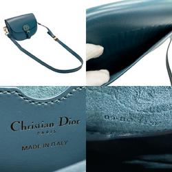 Christian Dior Shoulder Bag BOBBY Medium Leather Dark Blue Gold Women's n0093