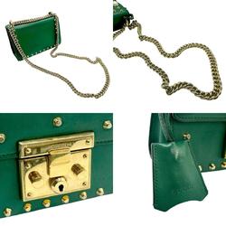 GUCCI Shoulder Bag Leather Faux Pearl Metal Green Women's 432182 z1789