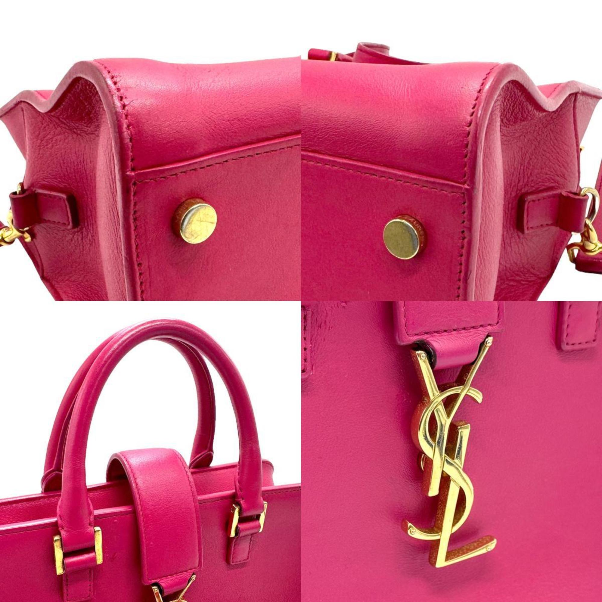 Saint Laurent SAINT LAURENT Handbag Shoulder Bag Baby Cabas Leather Pink Women's 372087 n0092