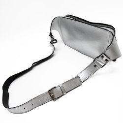 Valentino Garavani Waist Bag Belt VLTN Leather Silver Black Men's w0540a