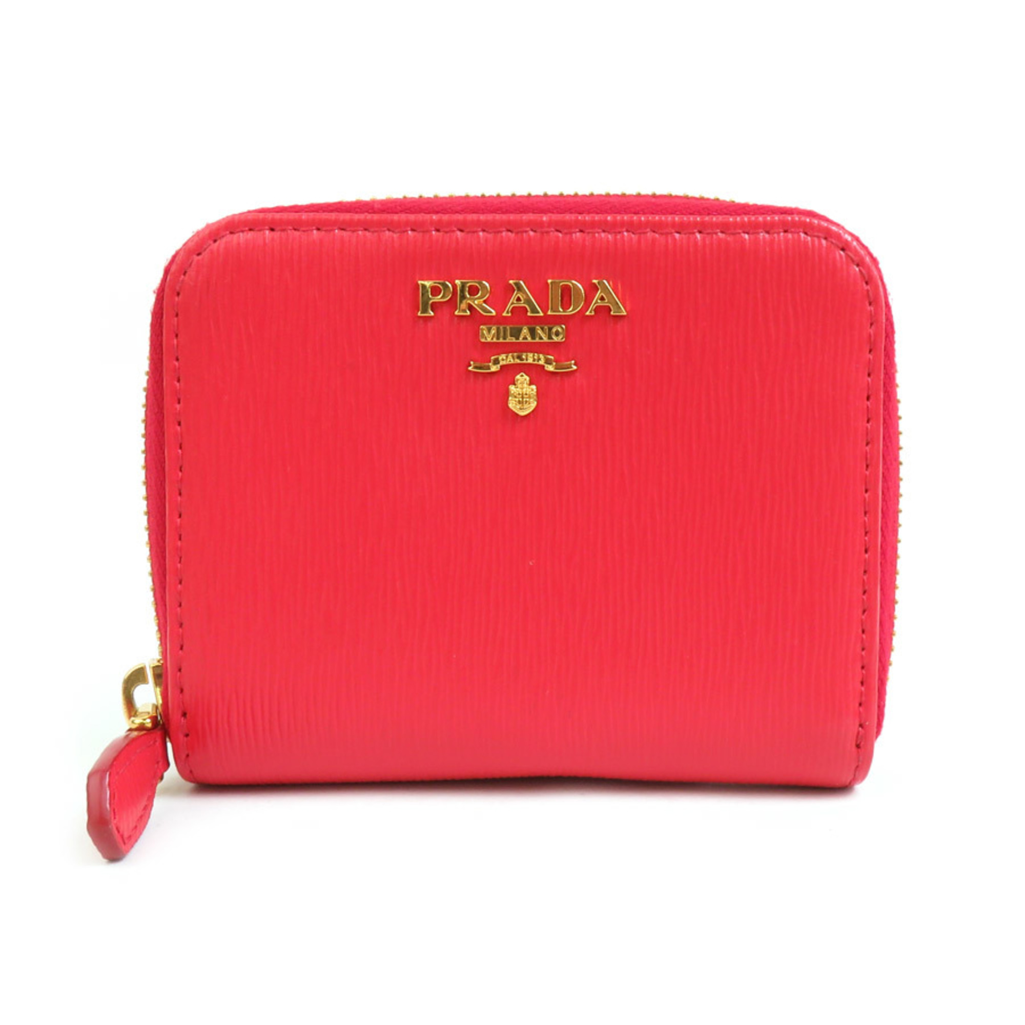 PRADA Wallet/Coin Case Leather Red Women's a0384