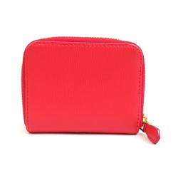 PRADA Wallet/Coin Case Leather Red Women's a0384