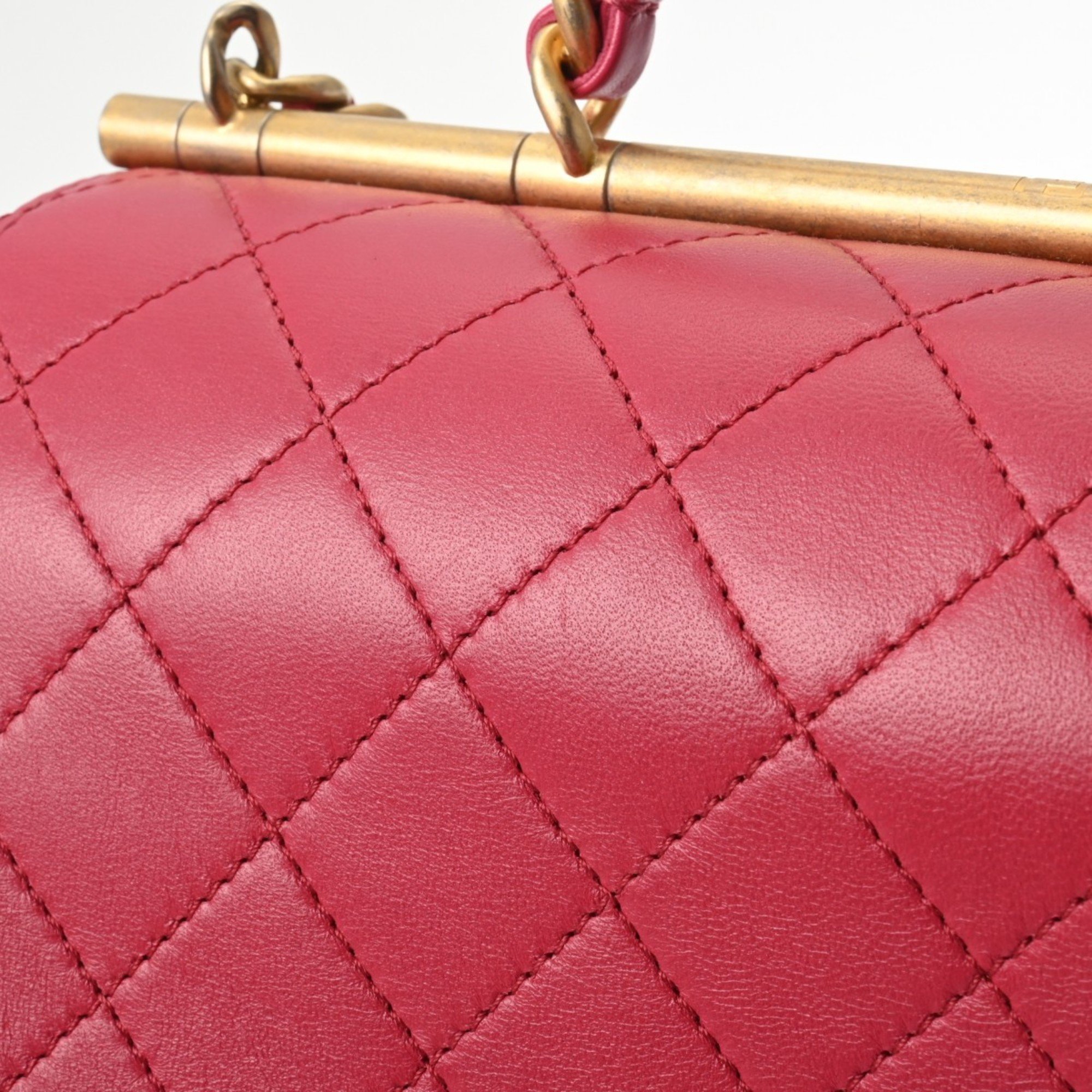 CHANEL Chanel Matelasse Chain Shoulder Pink Tone Women's Lambskin Bag