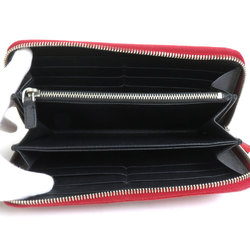 PRADA Round Long Wallet Leather Red x Black Ivory Men's Women's 2ML317 a0379