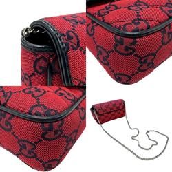 GUCCI Shoulder Bag GG Marmont Canvas Red x Navy Women's 661332 z1820