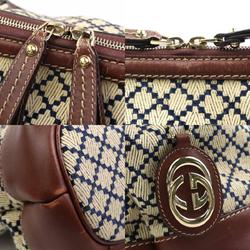 GUCCI Handbag Shoulder Bag Diamante Canvas Leather Beige Navy Brown Women's 247902 e58857j