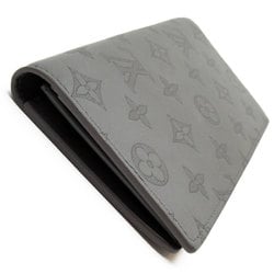 Louis Vuitton LOUIS VUITTON Bi-fold long wallet Monogram Shadow Portefeuille Brazza leather gray men's w0558f