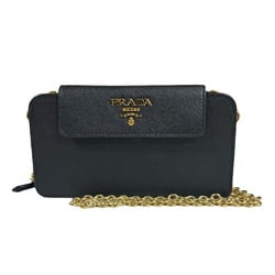 Prada Saffiano Shoulder Bag Leather 1DH048 Black Women's PRADA Chain