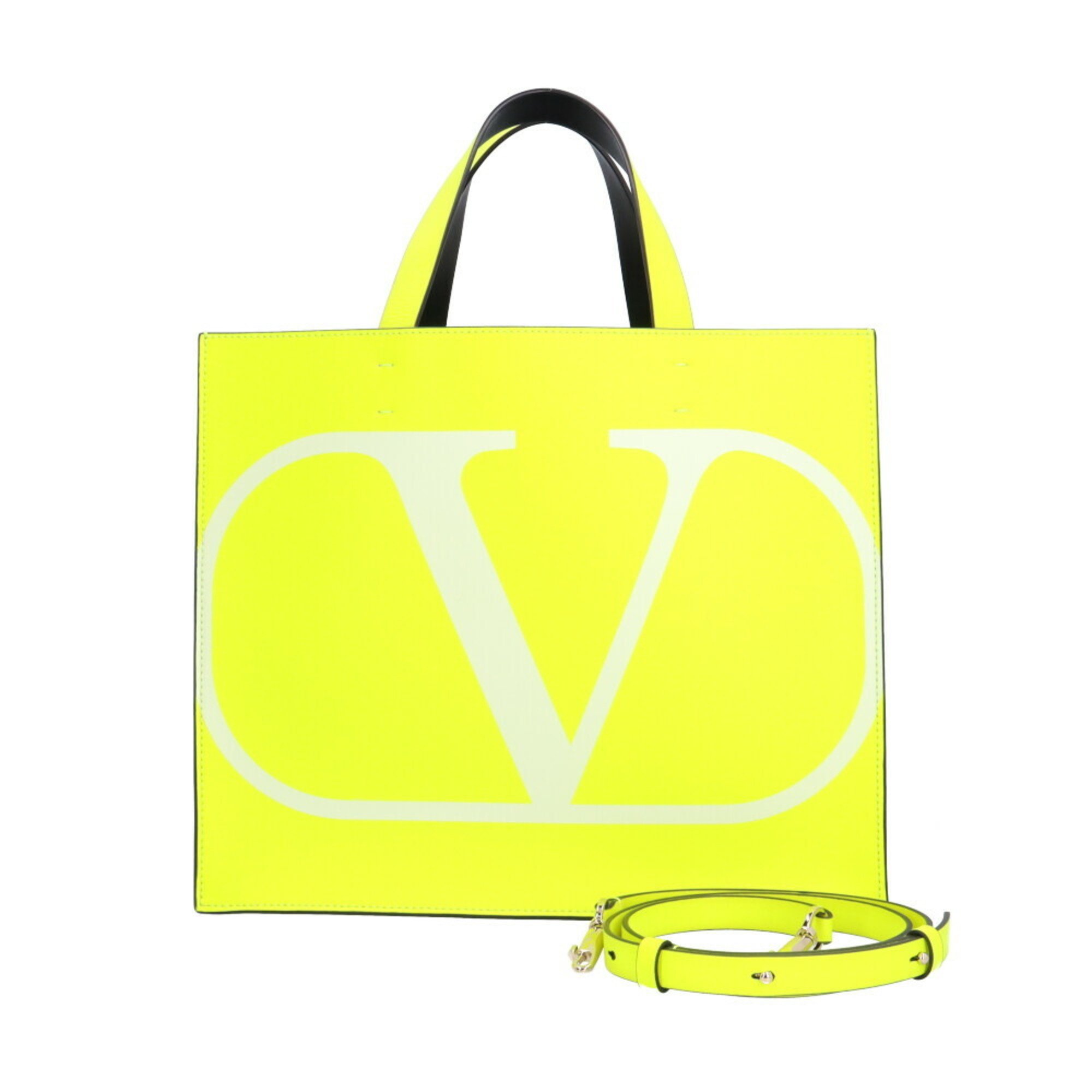 Valentino V Shoulder Bag Leather TW0B0G70BXT Yellow Unisex 2way