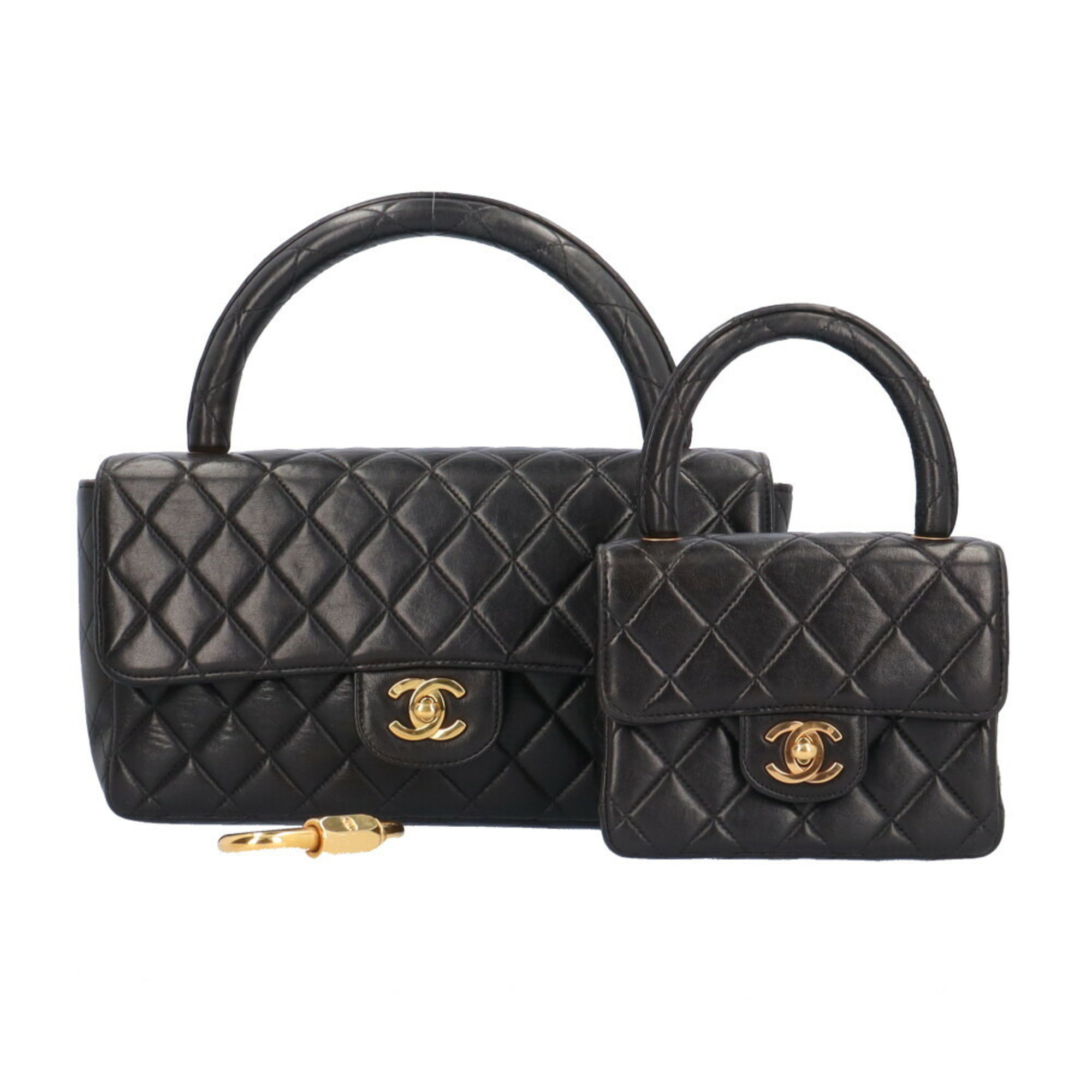 Chanel Bag Matelasse Handbag Lambskin Black Women's CHANEL