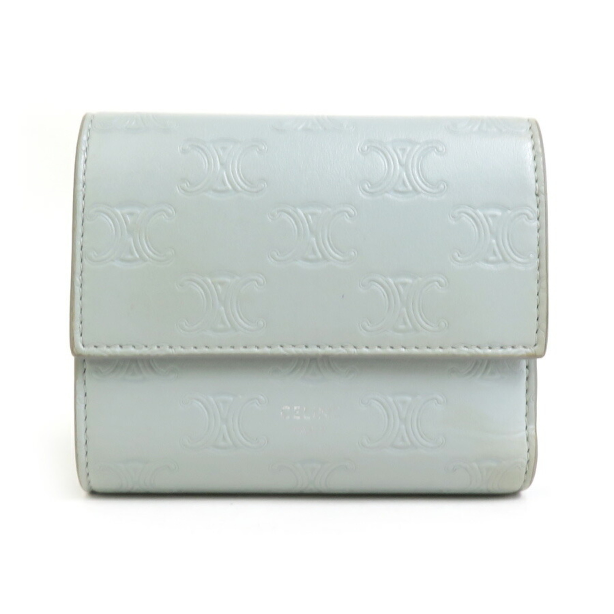 CELINE Tri-fold wallet Leather Light grey Women's e58863