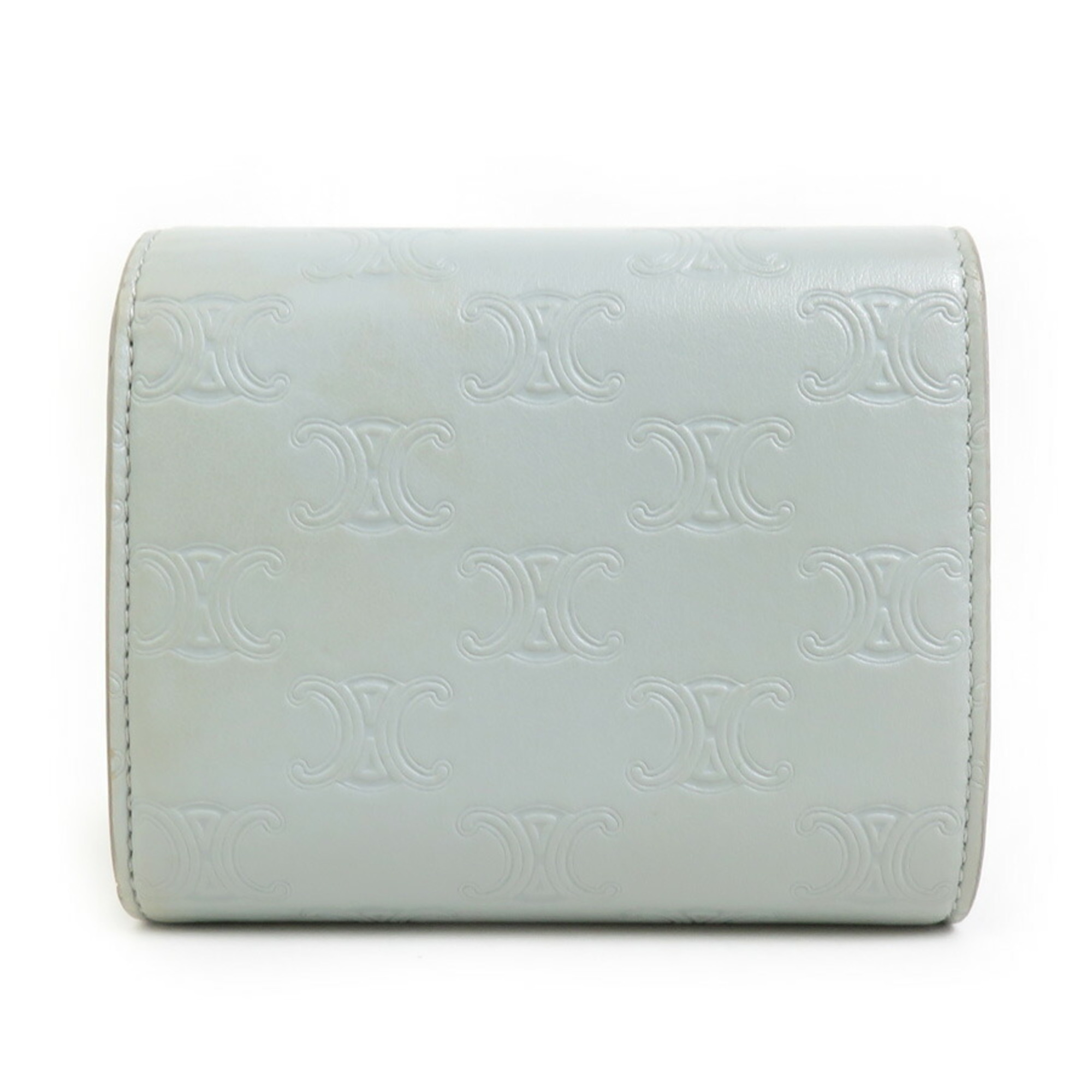 CELINE Tri-fold wallet Leather Light grey Women's e58863