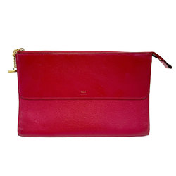 Chloé Chloe Clutch Bag Leather Red Women's N0088