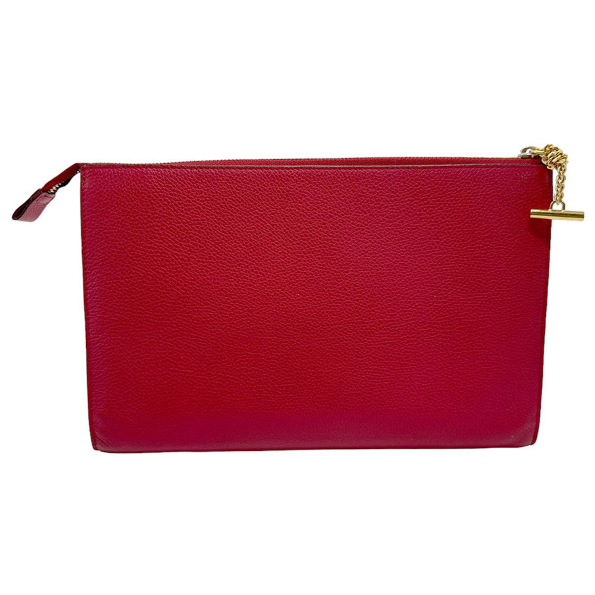 Chloé Chloe Clutch Bag Leather Red Women's N0088