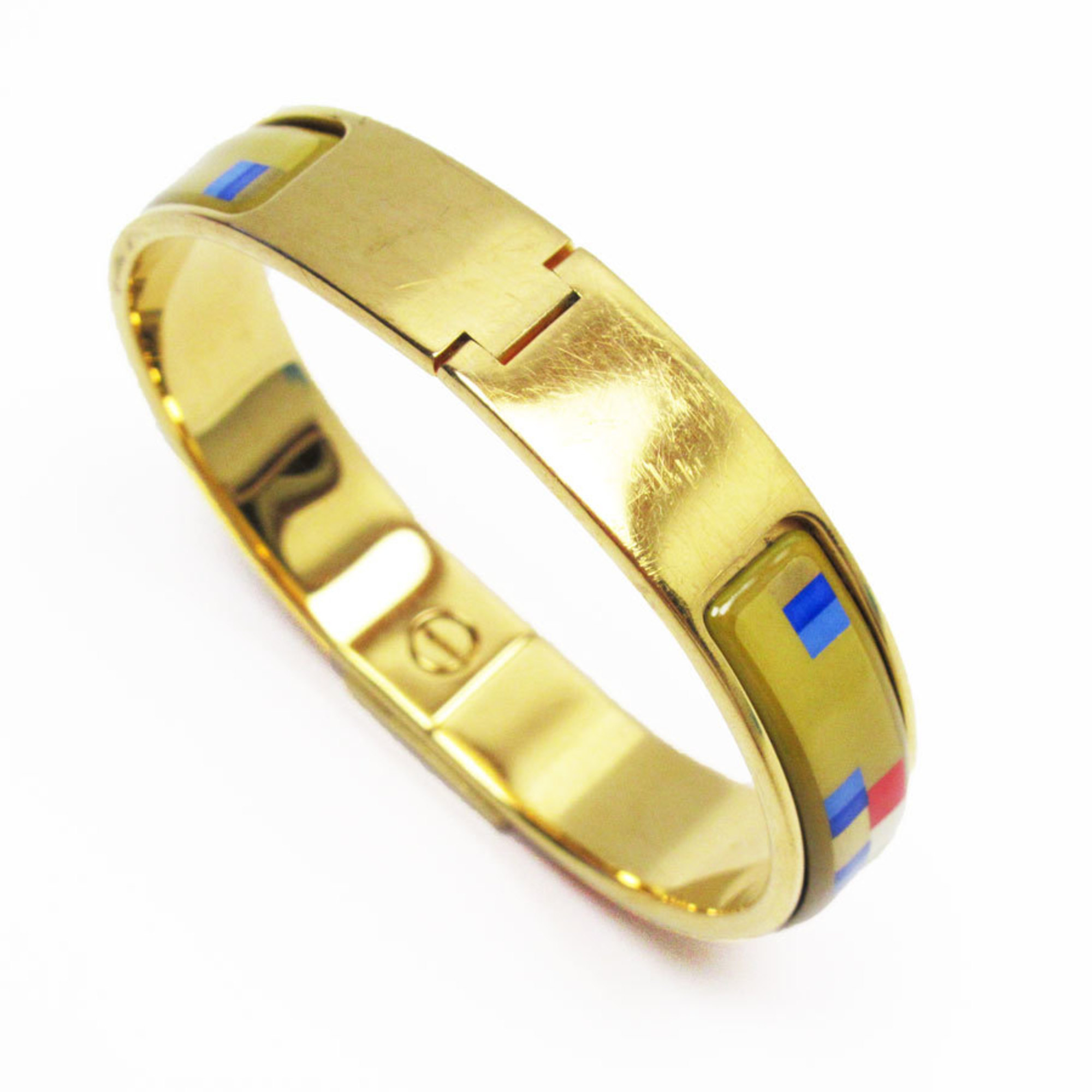 Hermes HERMES Bangle Bracelet Click Clack Metal Enamel Gold Multicolor Women's w0563a