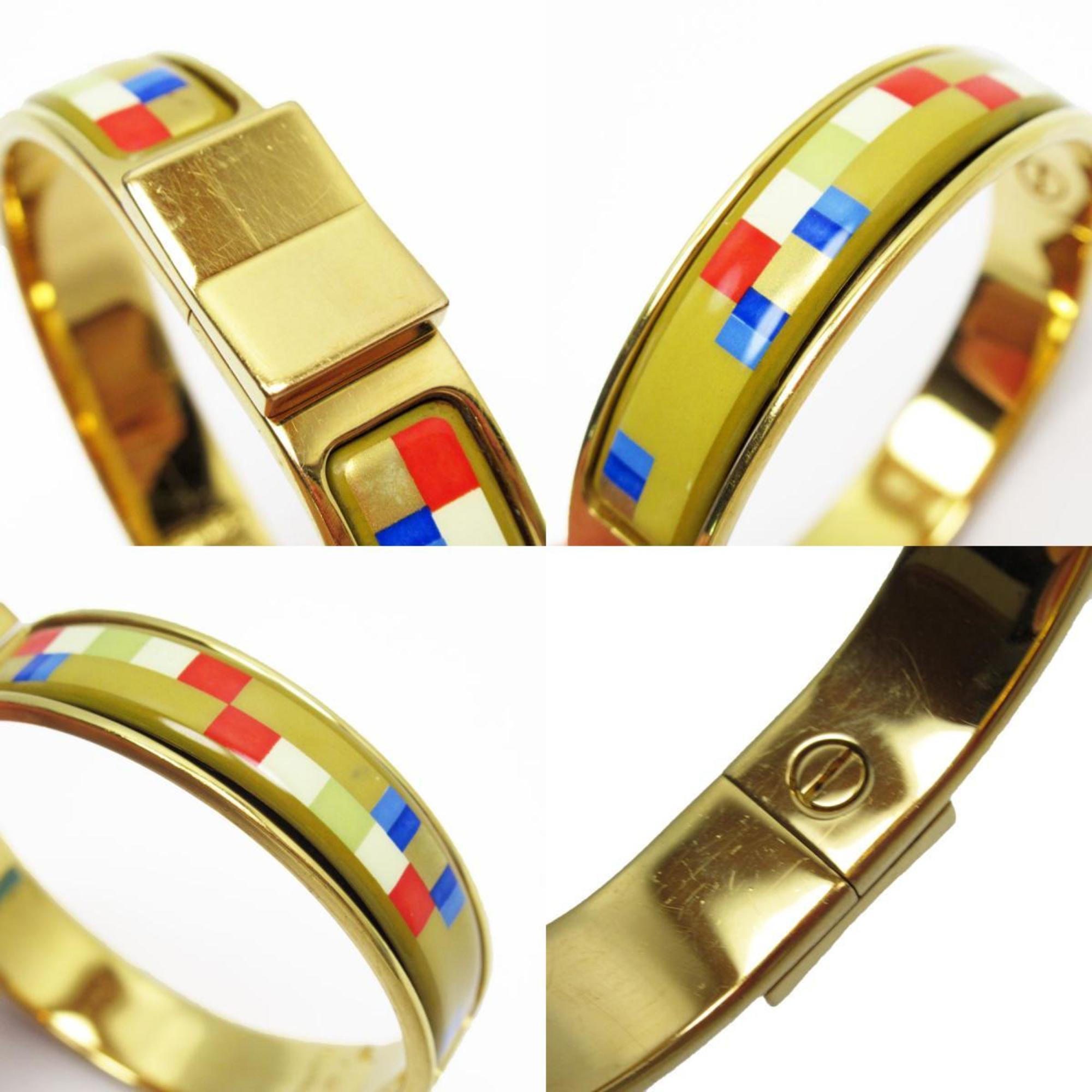 Hermes HERMES Bangle Bracelet Click Clack Metal Enamel Gold Multicolor Women's w0563a