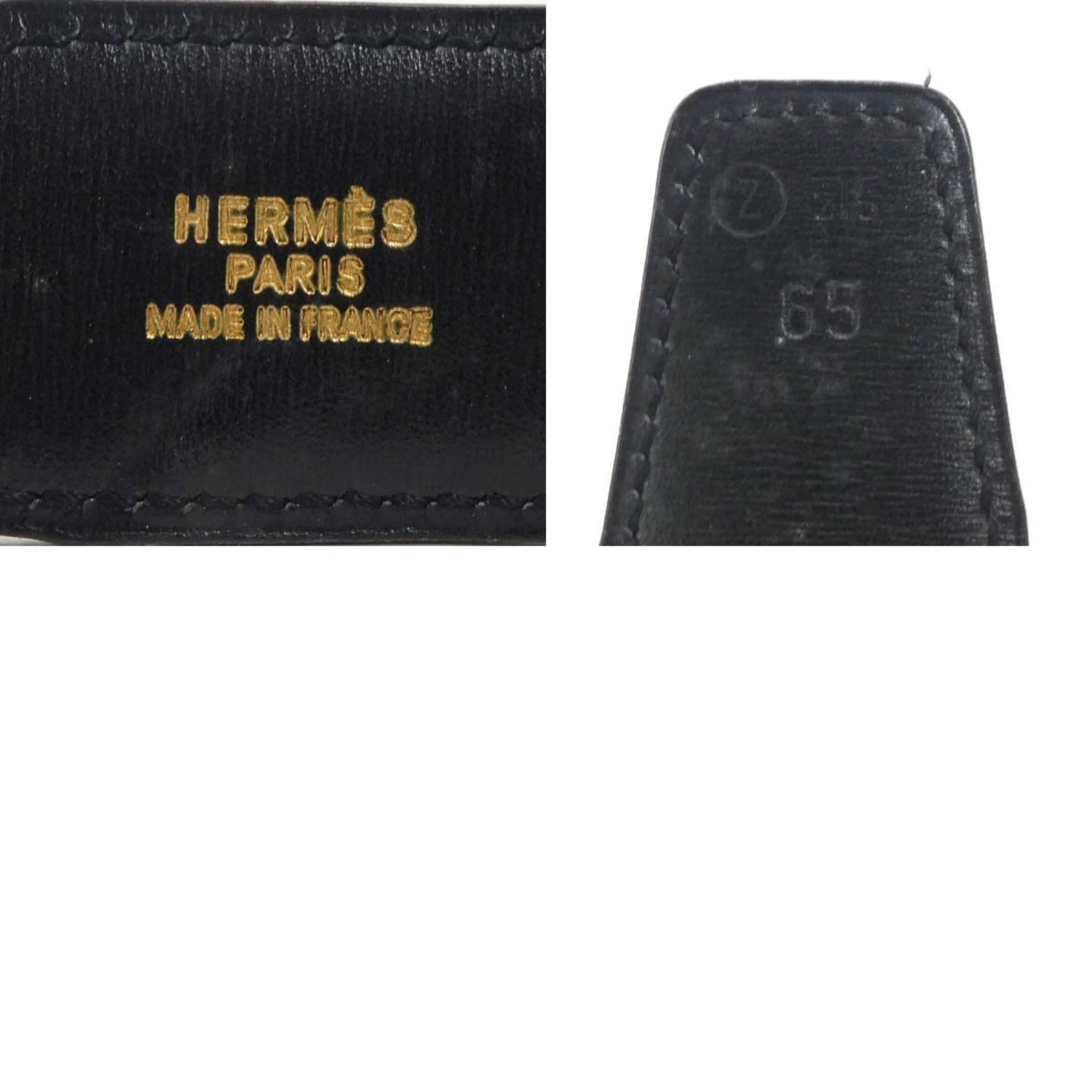 Hermes HERMES Belt Constance Box Calf Black Gold Women's a0391