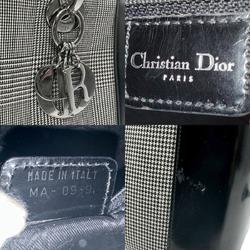 Christian Dior handbag Lady canvas leather grey black silver ladies n0090