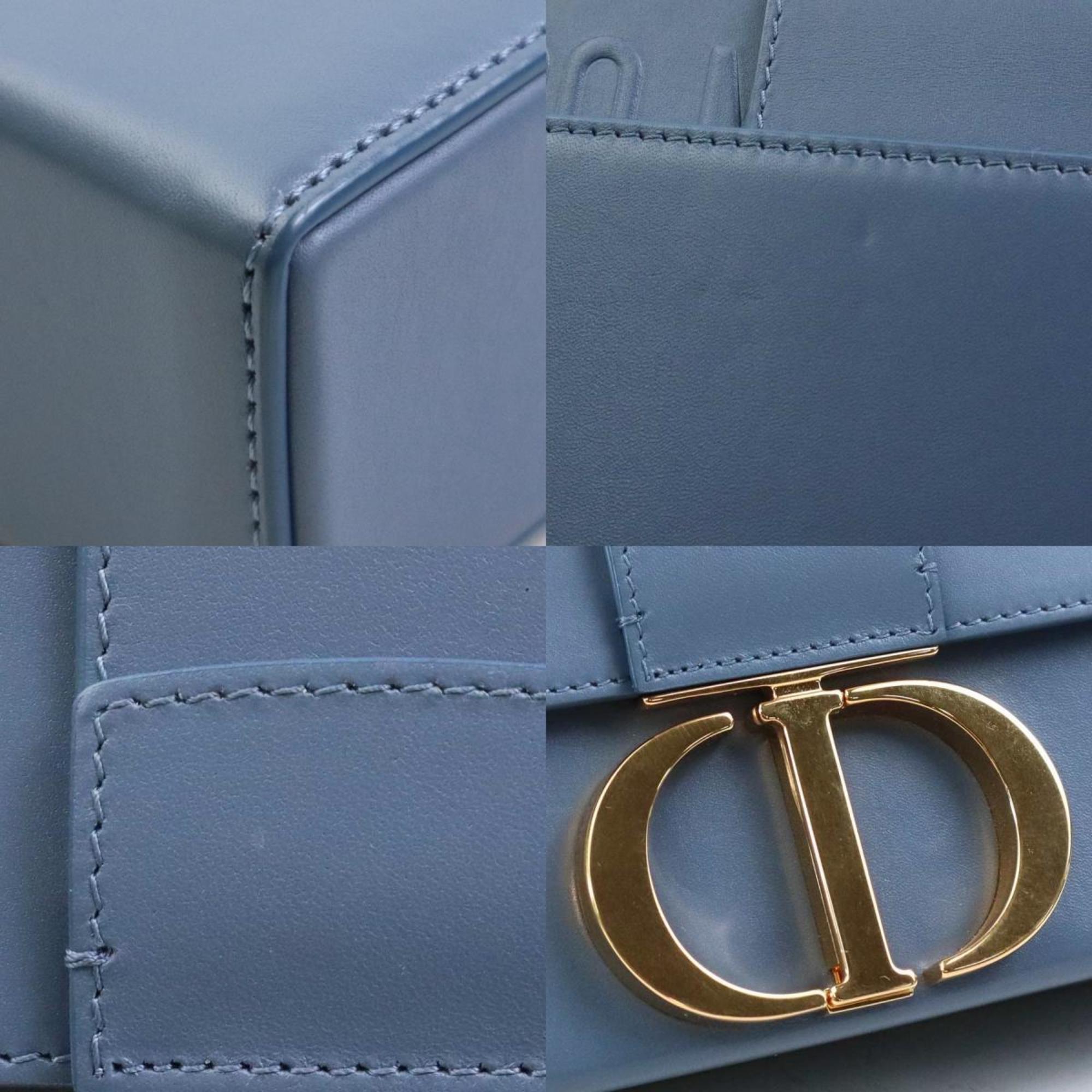 Christian Dior Shoulder Bag 30 Montaigne Leather Gray Blue Men's Women's a0376