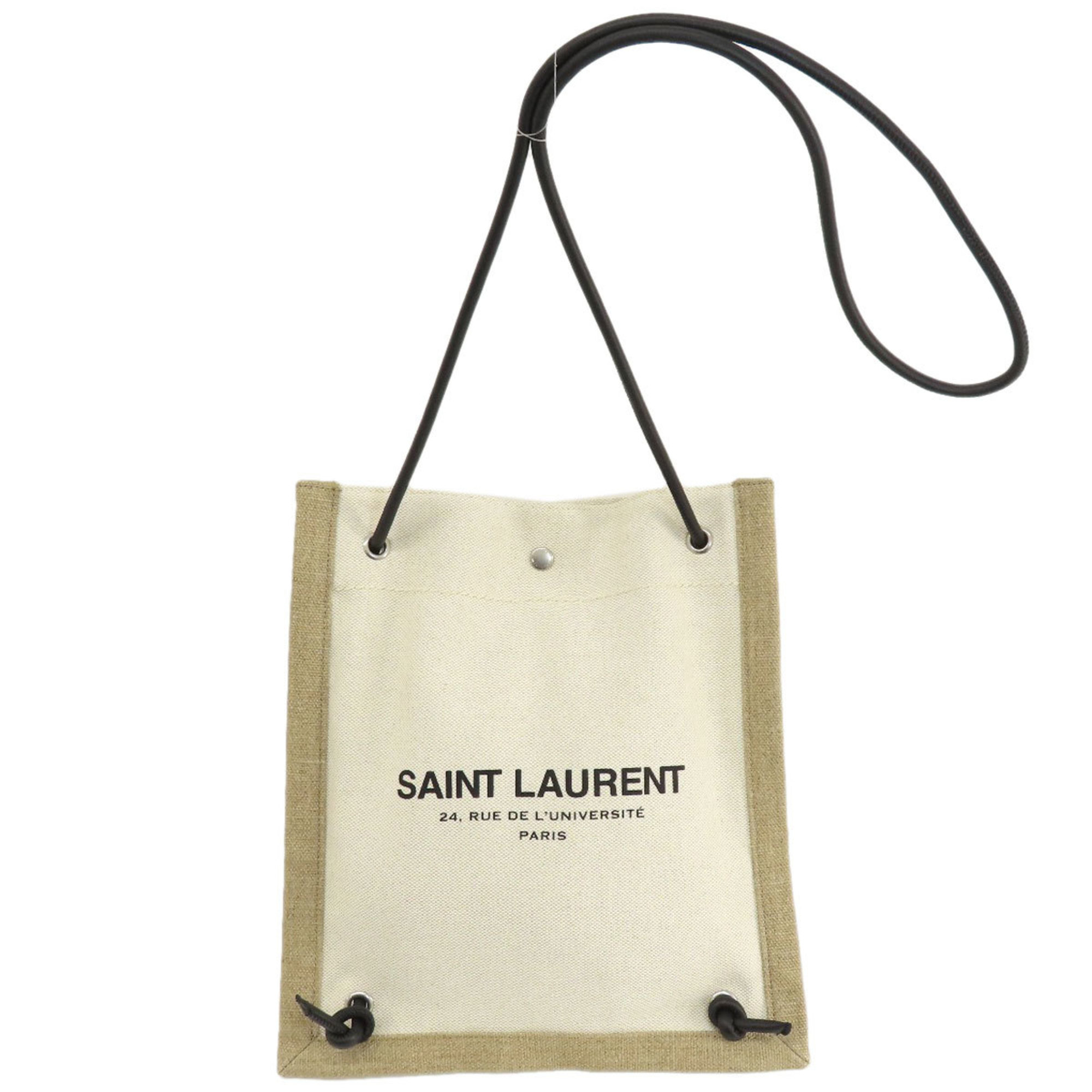 Saint Laurent University Flat Shoulder Bag Canvas Women's