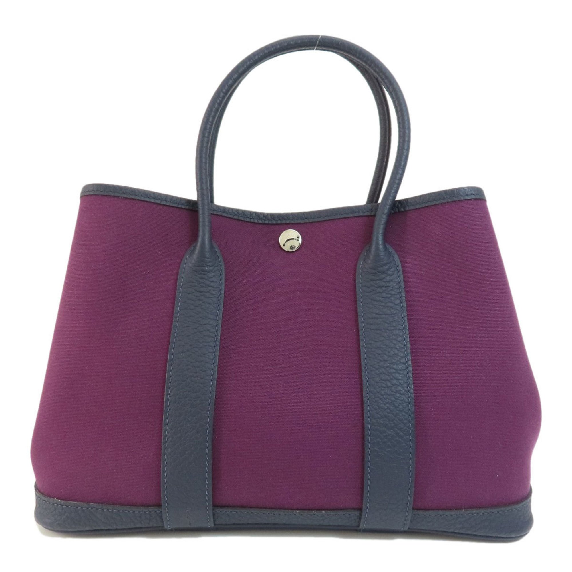 Hermes Garden TPM Purple Handbag Canvas Women's