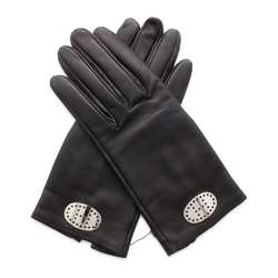 Hermes Gloves Evelyn Leather Women's Size 7.5 HERMES Black