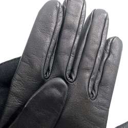 Hermes Gloves Evelyn Leather Women's Size 7.5 HERMES Black