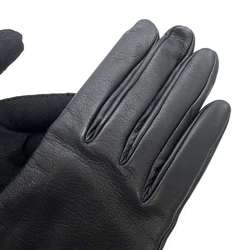 Hermes Gloves Evelyn Leather Women's Size 7.5 HERMES Black