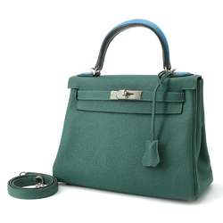 Hermes Kelly 28 Inner Stitching O Passe Malachite Handbag Black Blue Zanzibar Togo Evercolor Box Calf A Stamp