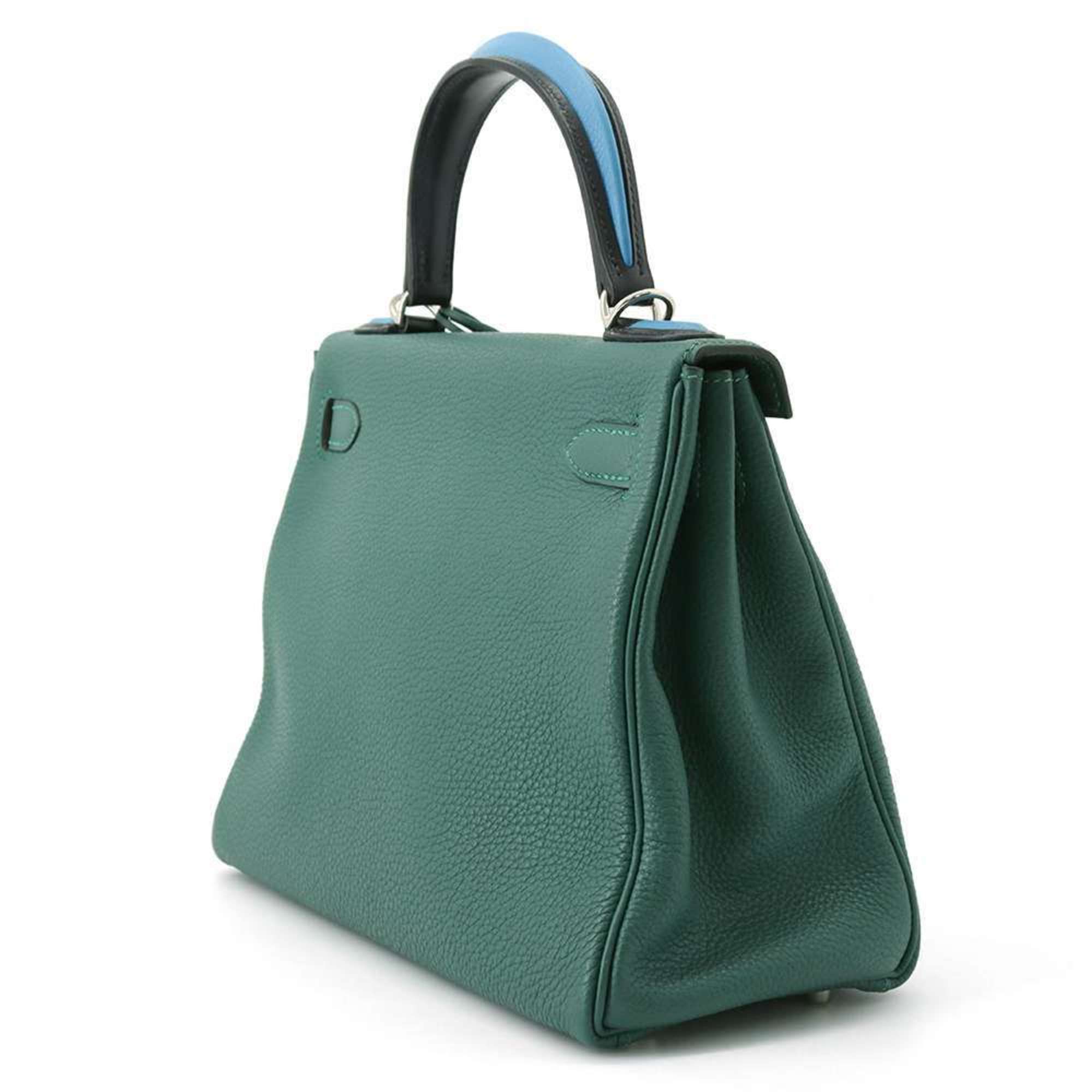 Hermes Kelly 28 Inner Stitching O Passe Malachite Handbag Black Blue Zanzibar Togo Evercolor Box Calf A Stamp