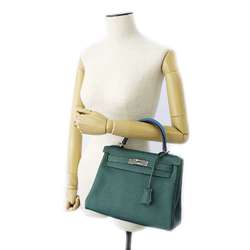 Hermes Kelly 28 Inner Stitching O Passe Malachite Handbag Black Blue Zanzibar Togo Evercolor Box Calf A Stamp